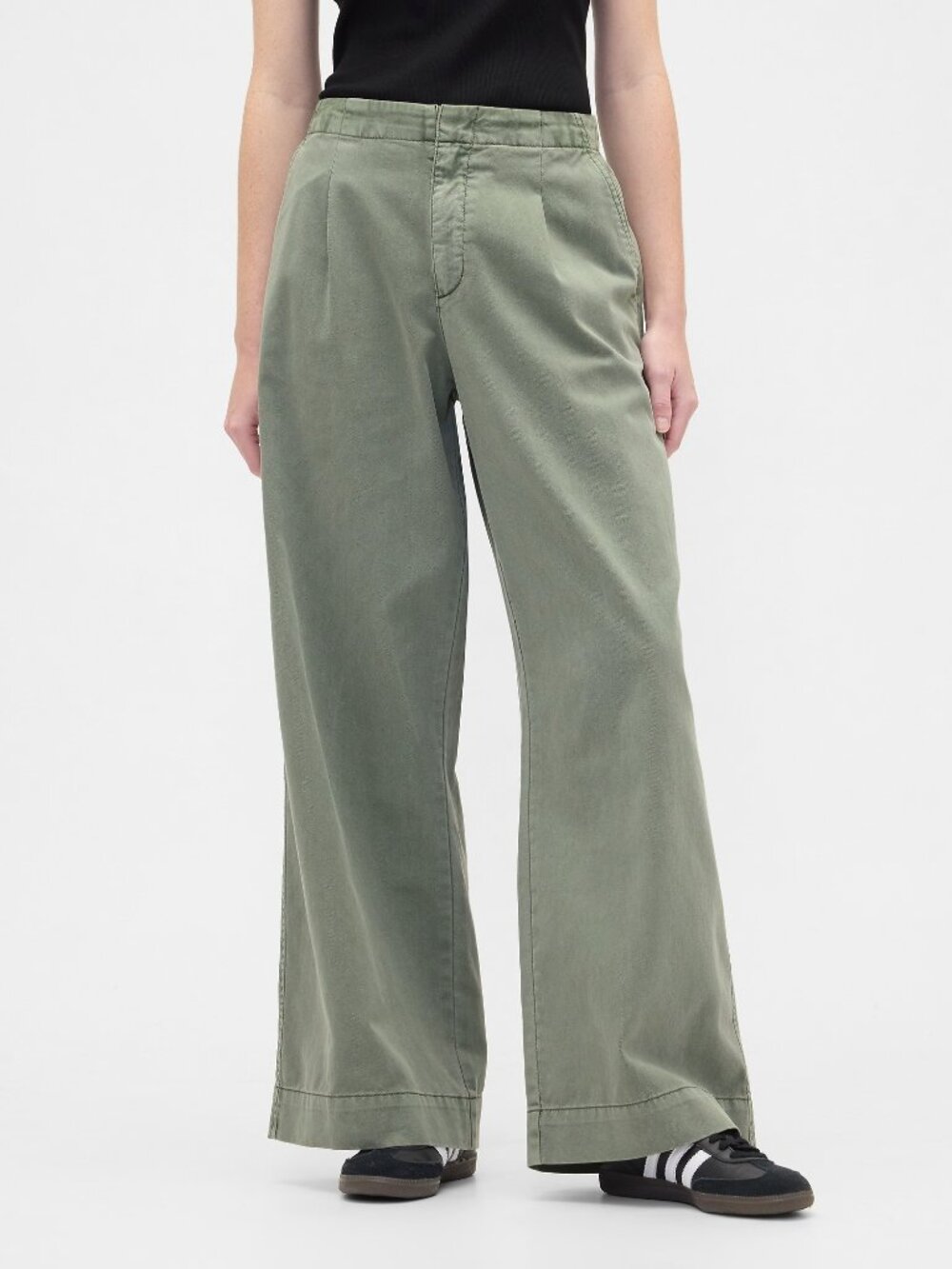 Gap Small Petite High Rise Pleated Relaxed Wide-Leg Khakis 60% off Retail
